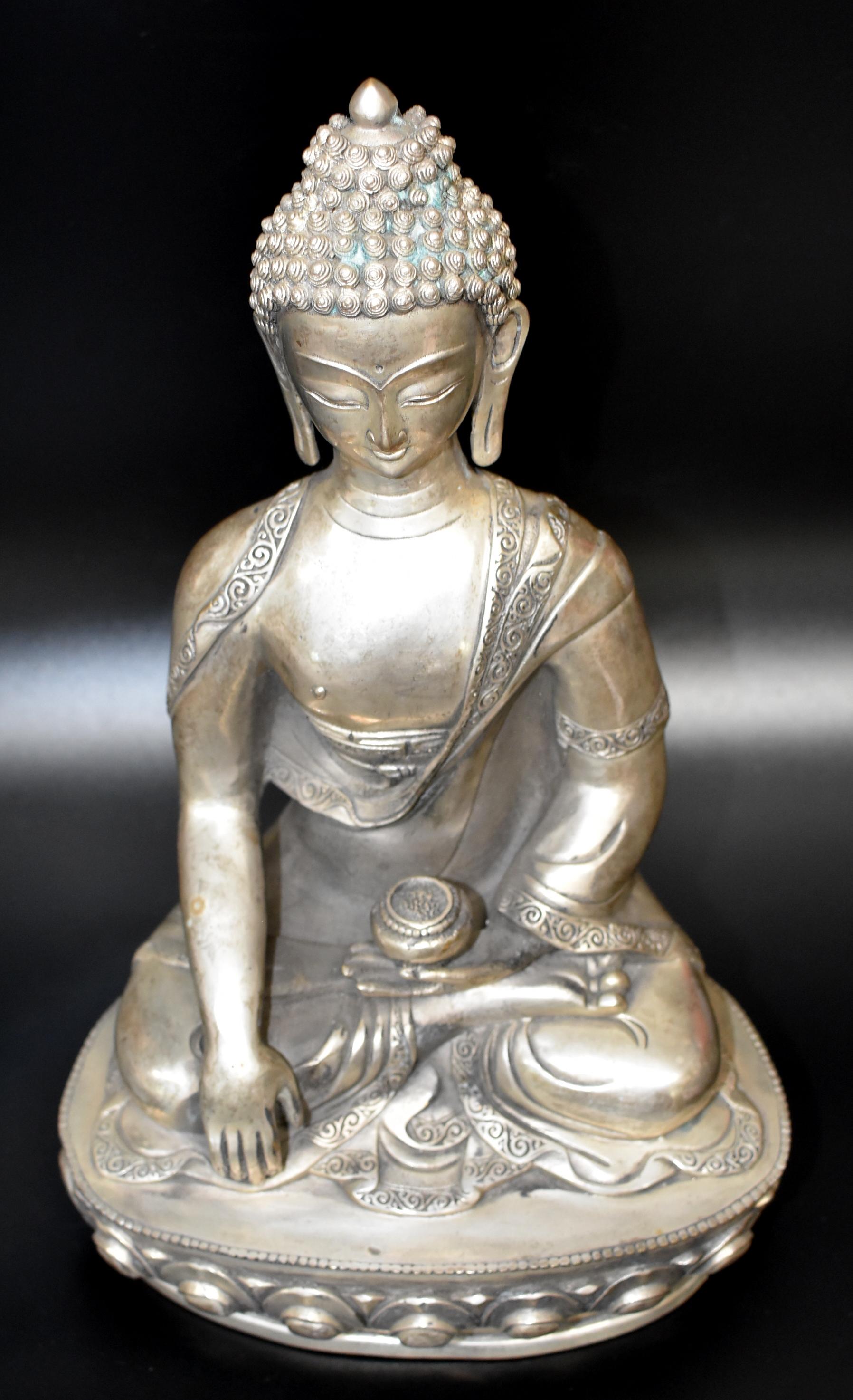 Large White Brass Buddha Statue 11