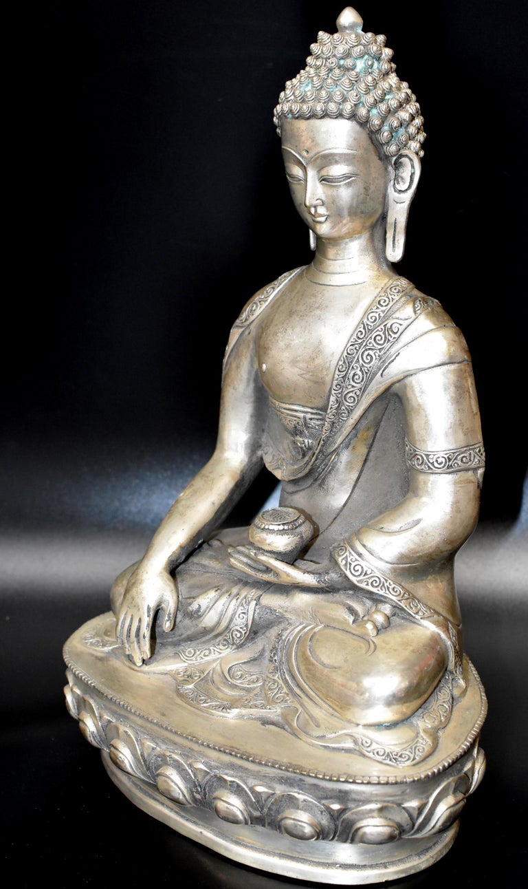 Large White Brass Buddha Statue at 1stDibs