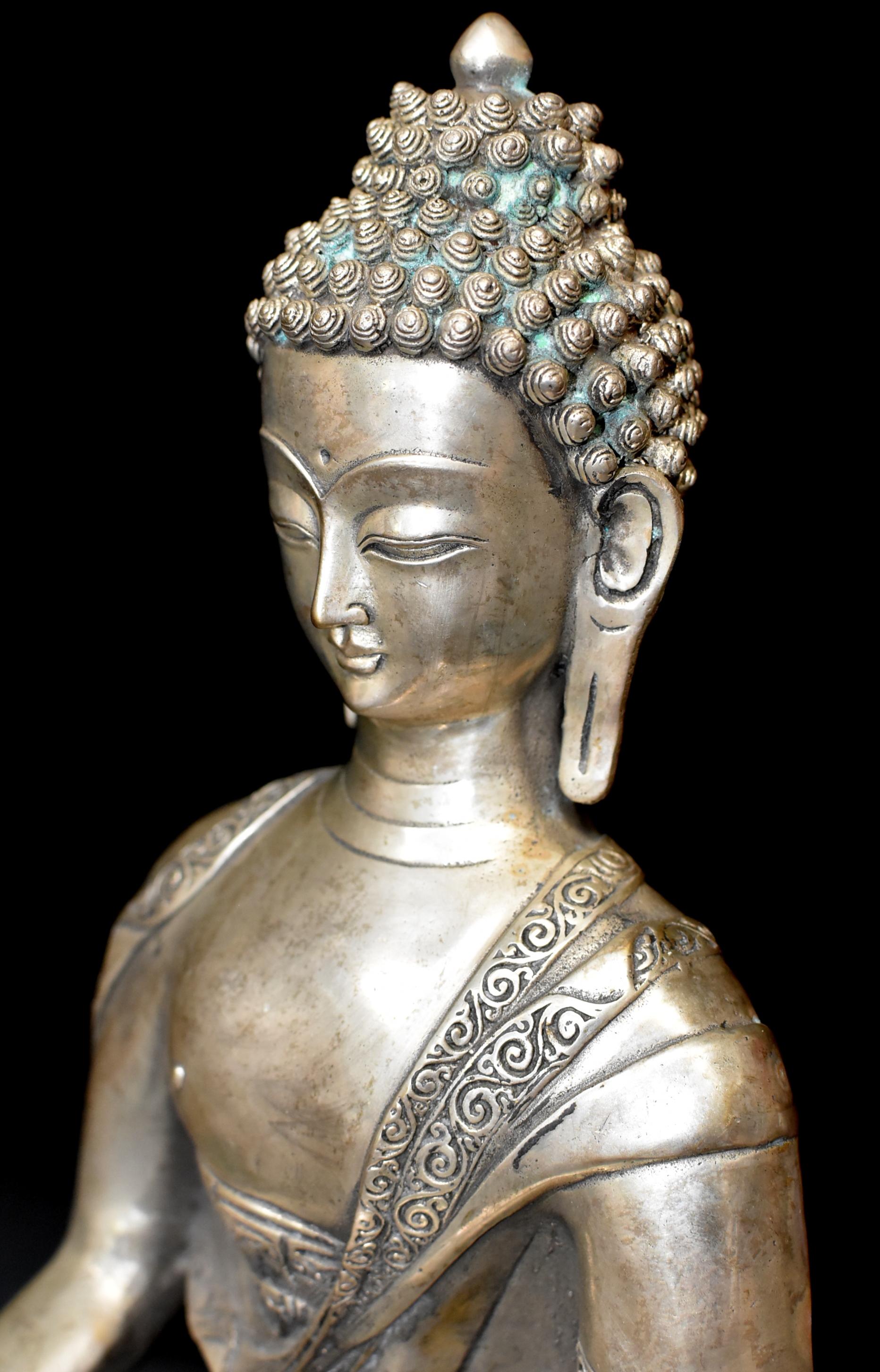 Large White Brass Buddha Statue 2