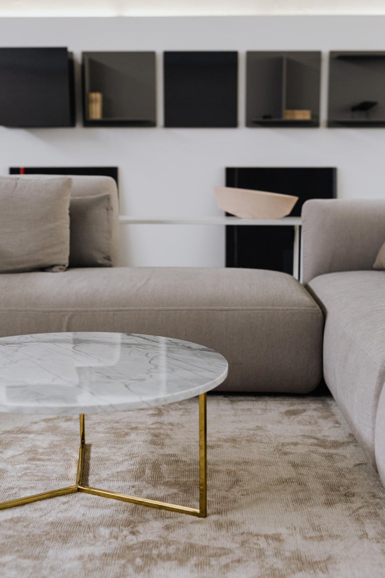 Large White Brass Oval Coffee Table by For Sale at 1stDibs