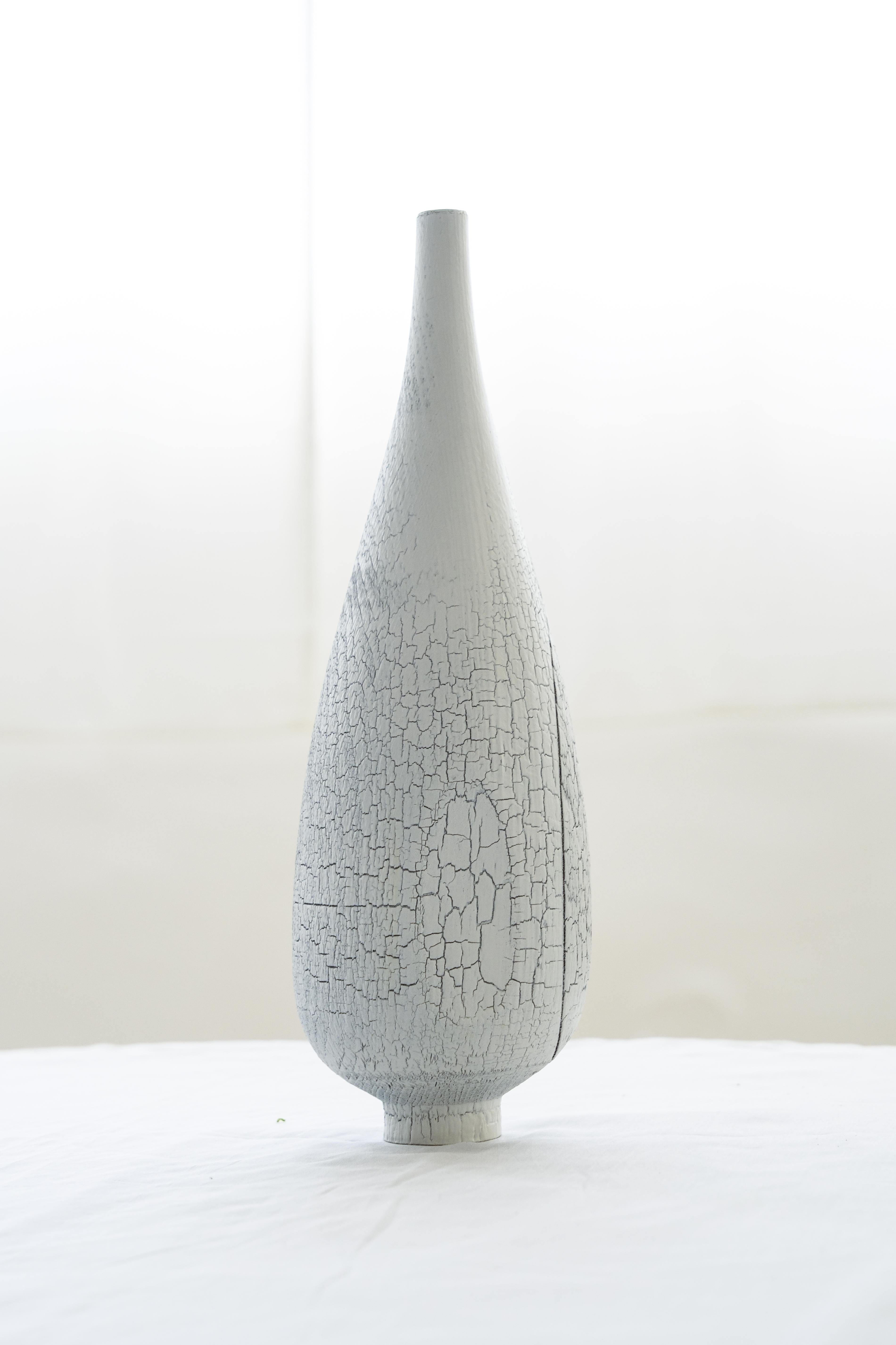 Other Large White Burnt Beech Vase by Daniel Elkayam For Sale