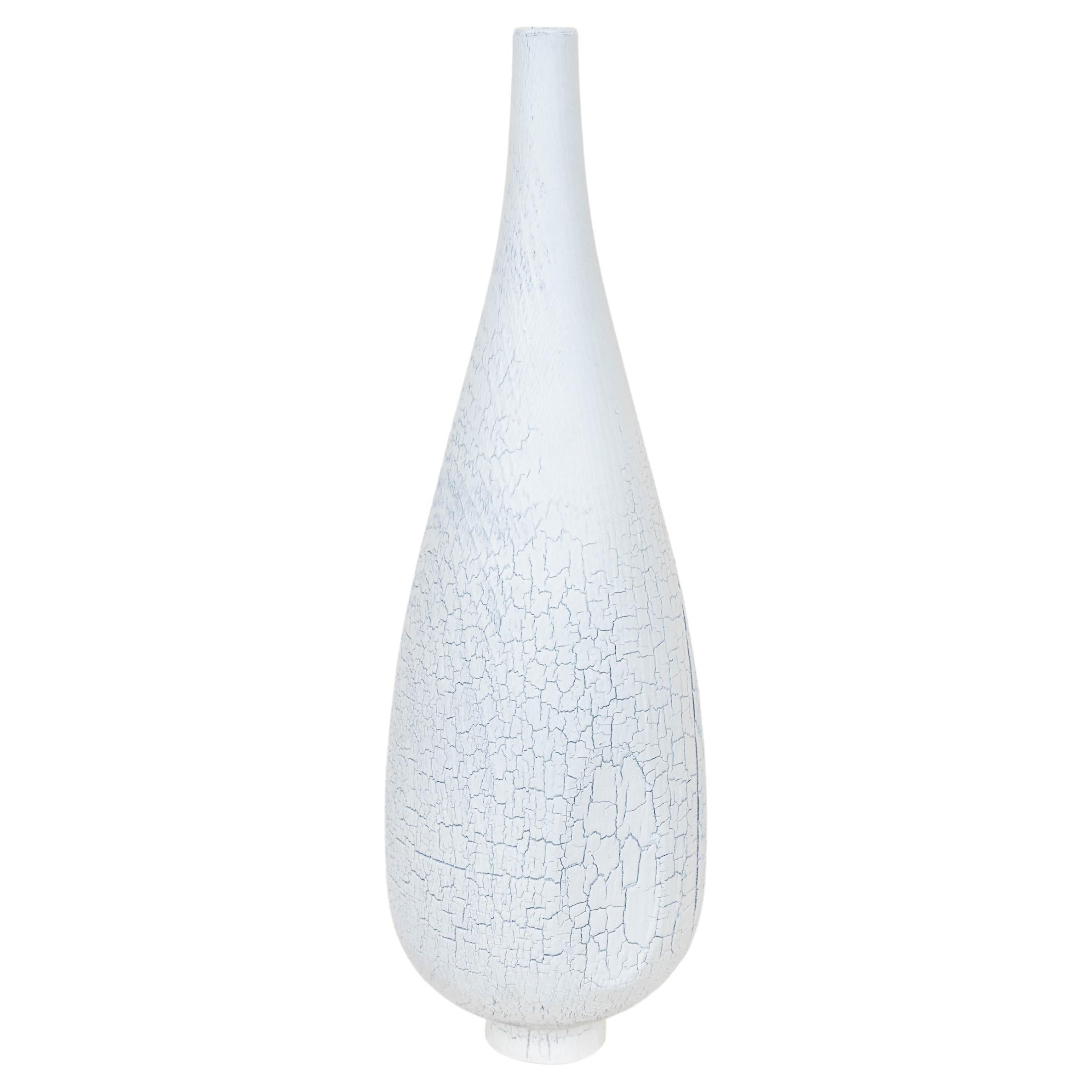 Large White Burnt Beech Vase by Daniel Elkayam For Sale