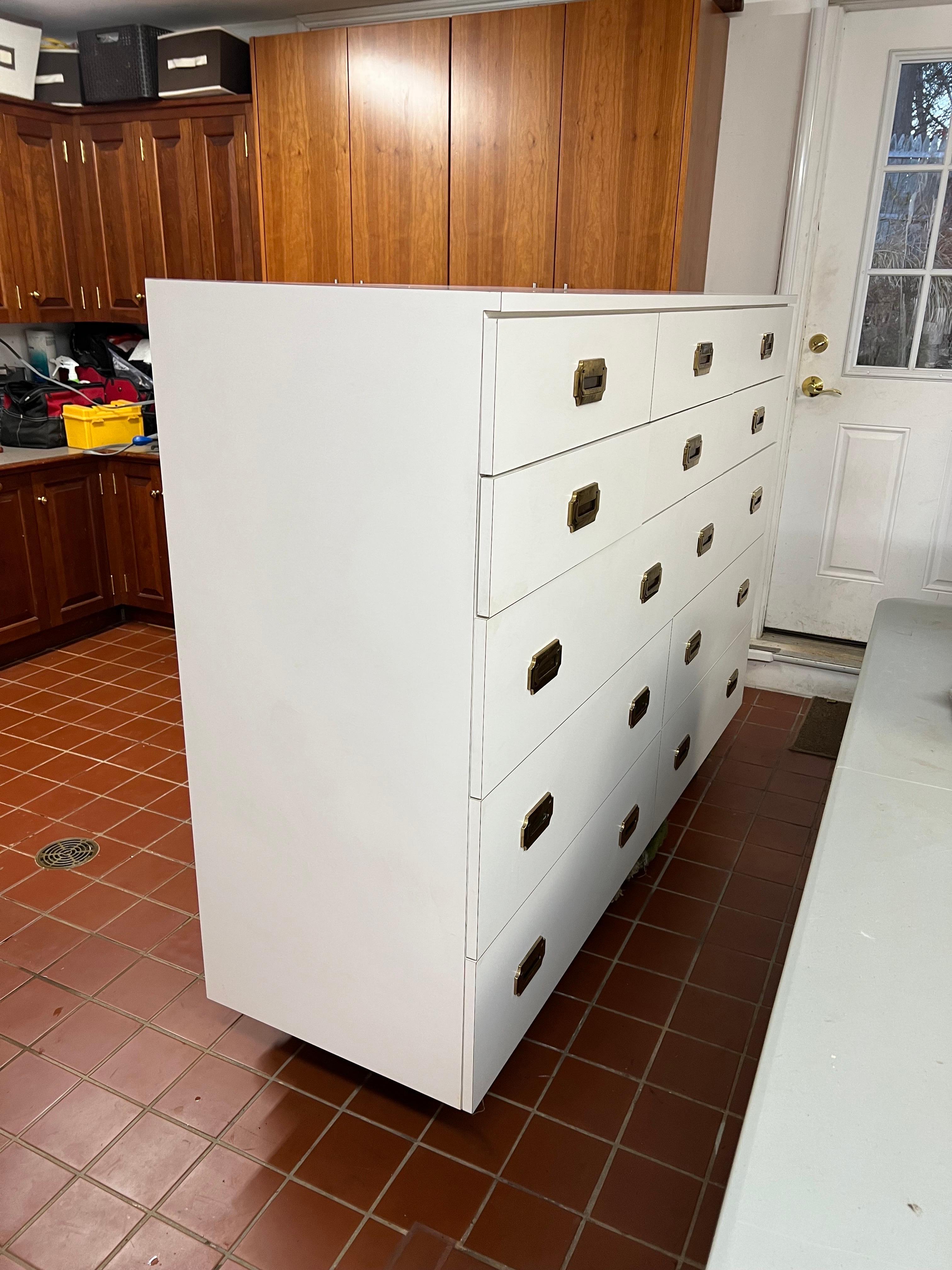 Large White Post Modern Campaign Dresser  For Sale 7