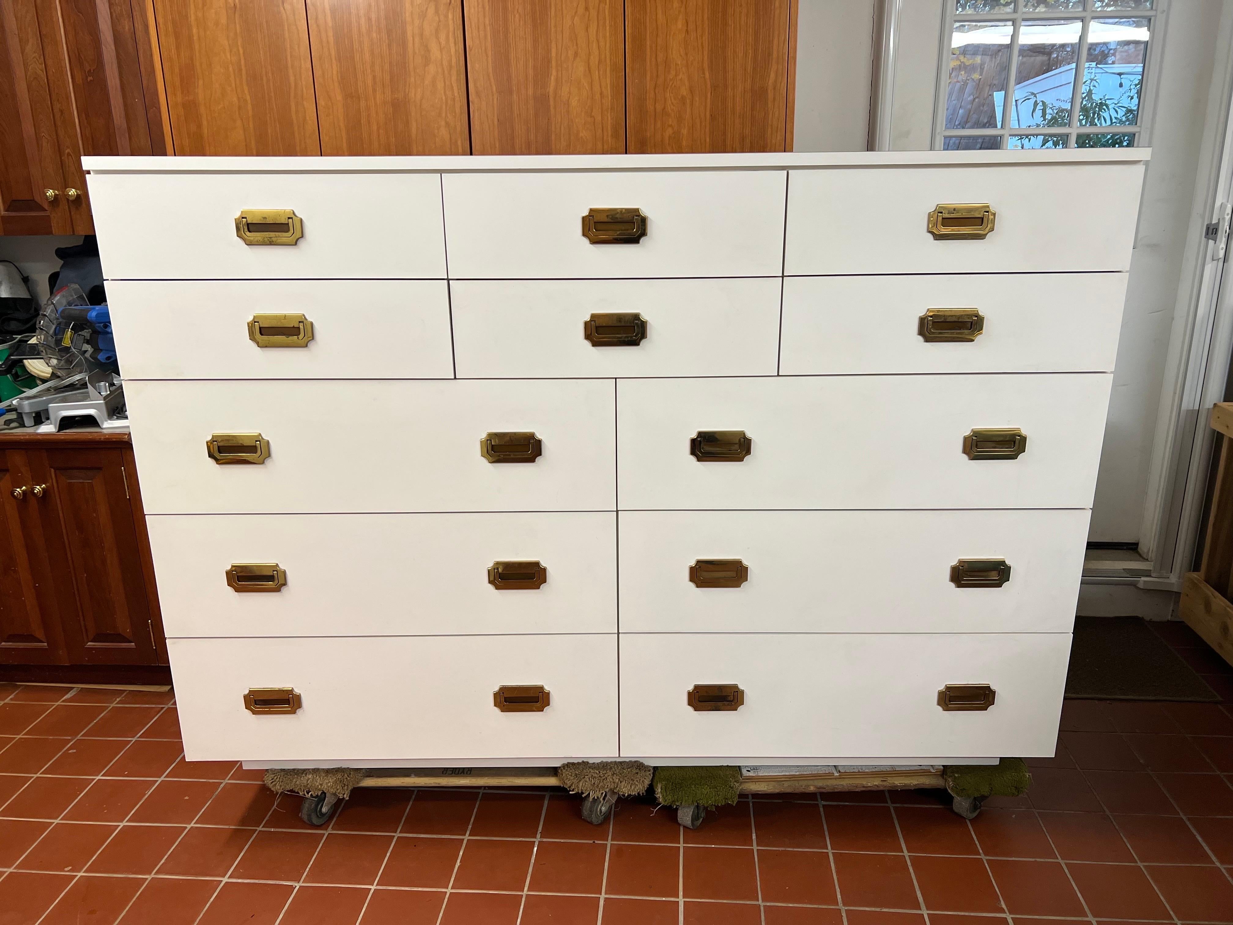 Large White Post Modern Campaign Dresser  For Sale 10