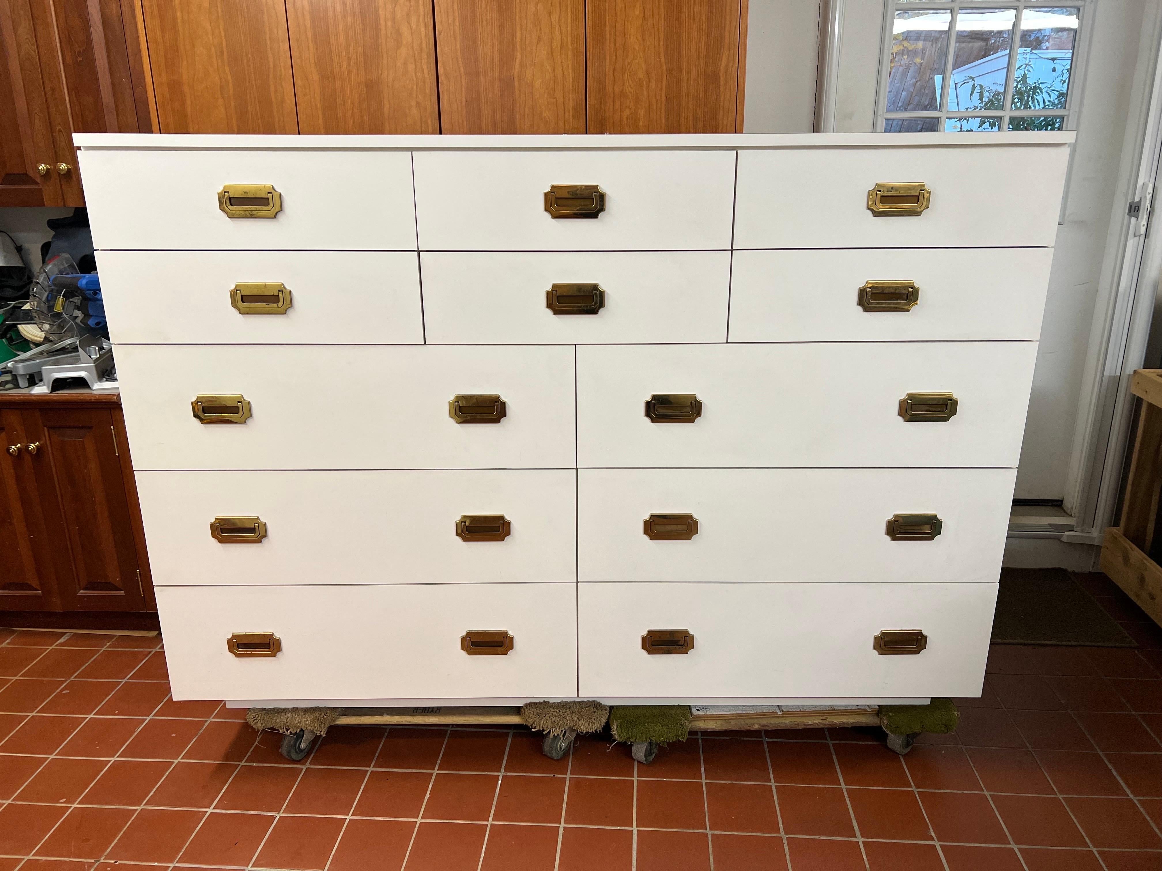 Large White Post Modern Campaign Dresser  For Sale 13