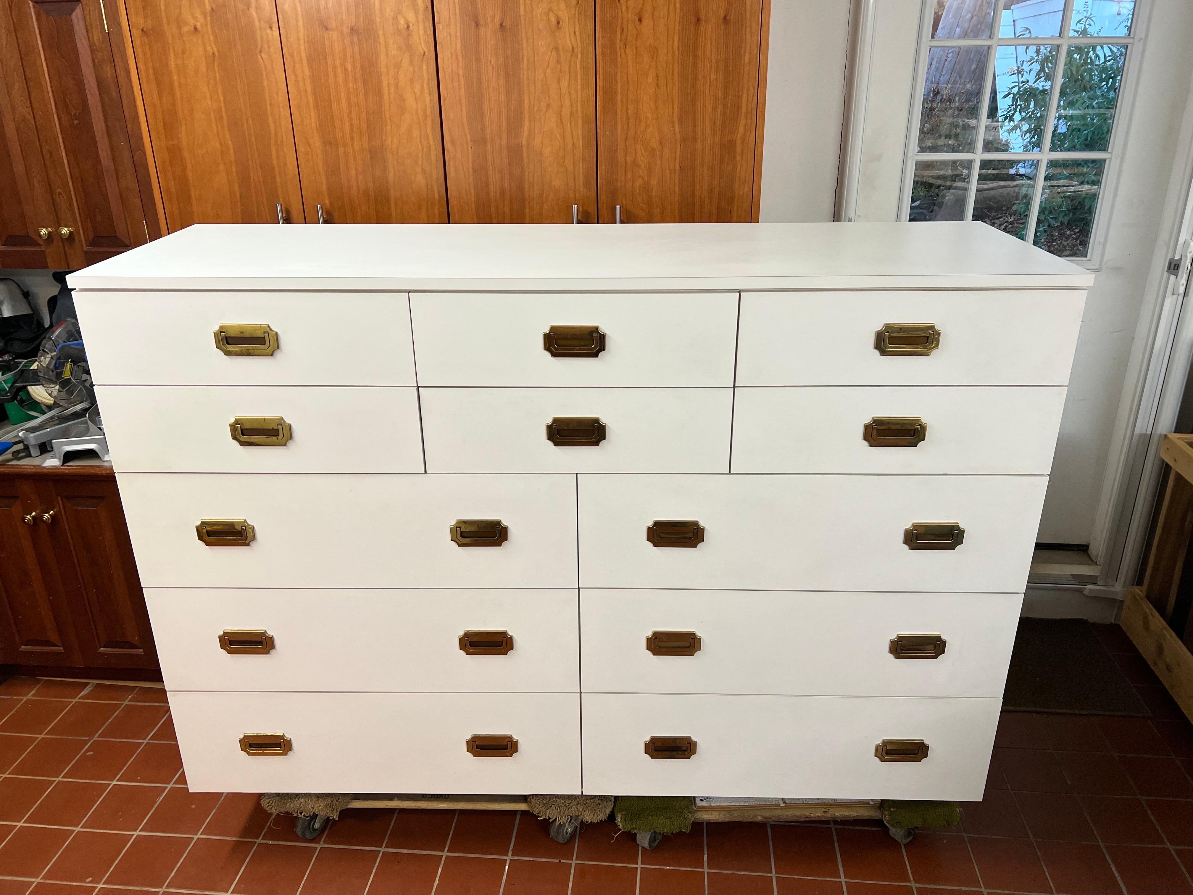 Mid-Century Modern Large White Post Modern Campaign Dresser  For Sale