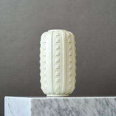 Grande vaso Art Deco in ceramica bianca di Upsala Ekeby, Svezia, anni '40.