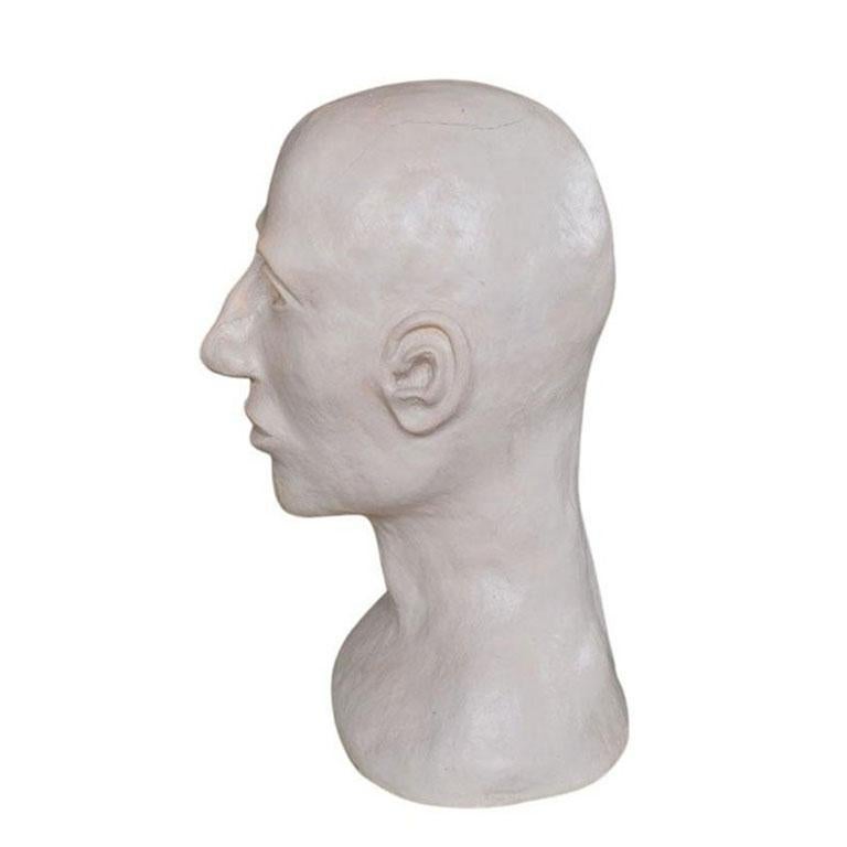 Mid-Century Modern Large White Ceramic Bust Sculpture of a Bald Man For Sale