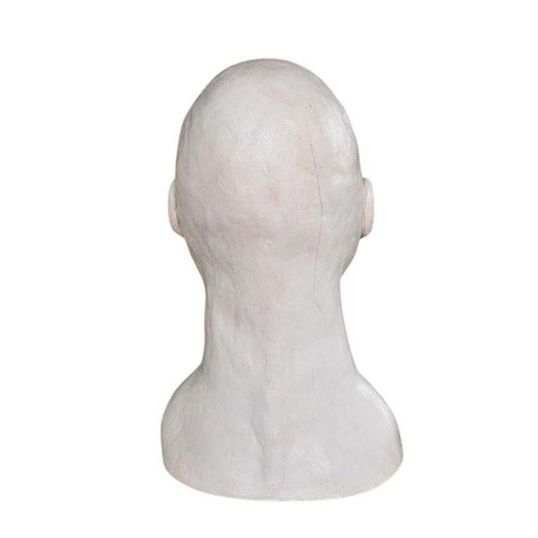 American Large White Ceramic Bust Sculpture of a Bald Man For Sale