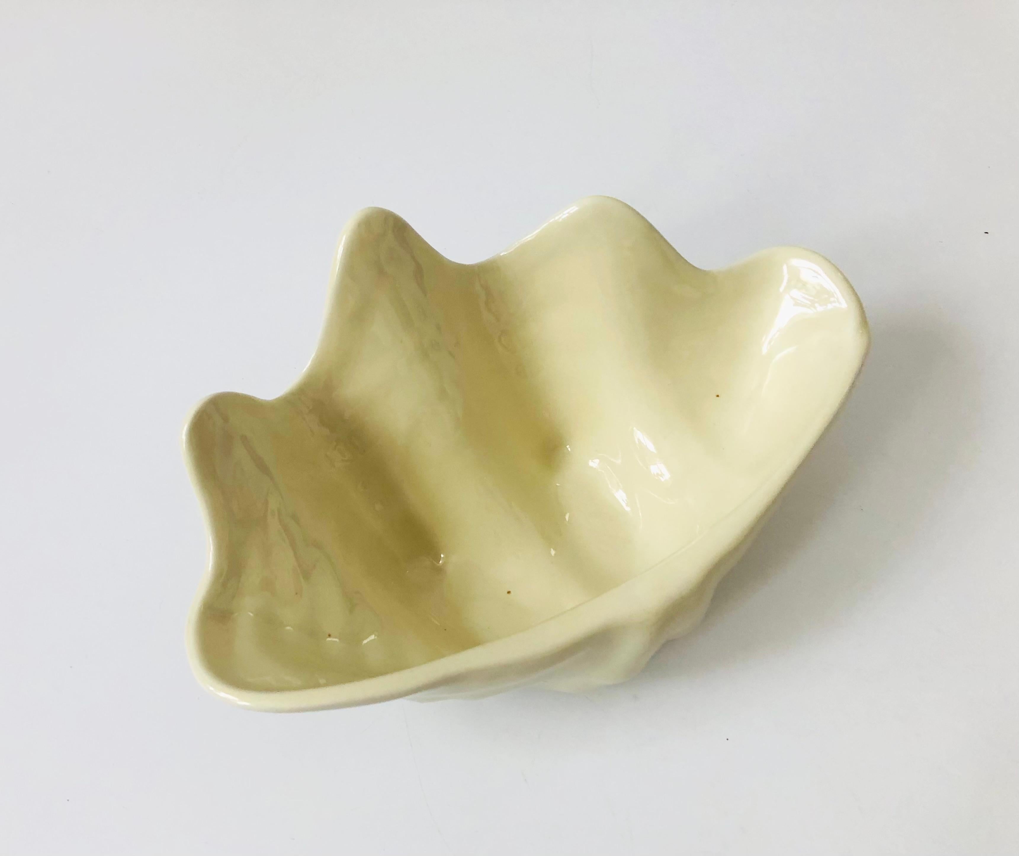 North American Large White Ceramic Clam Shell Bowl by Hall China