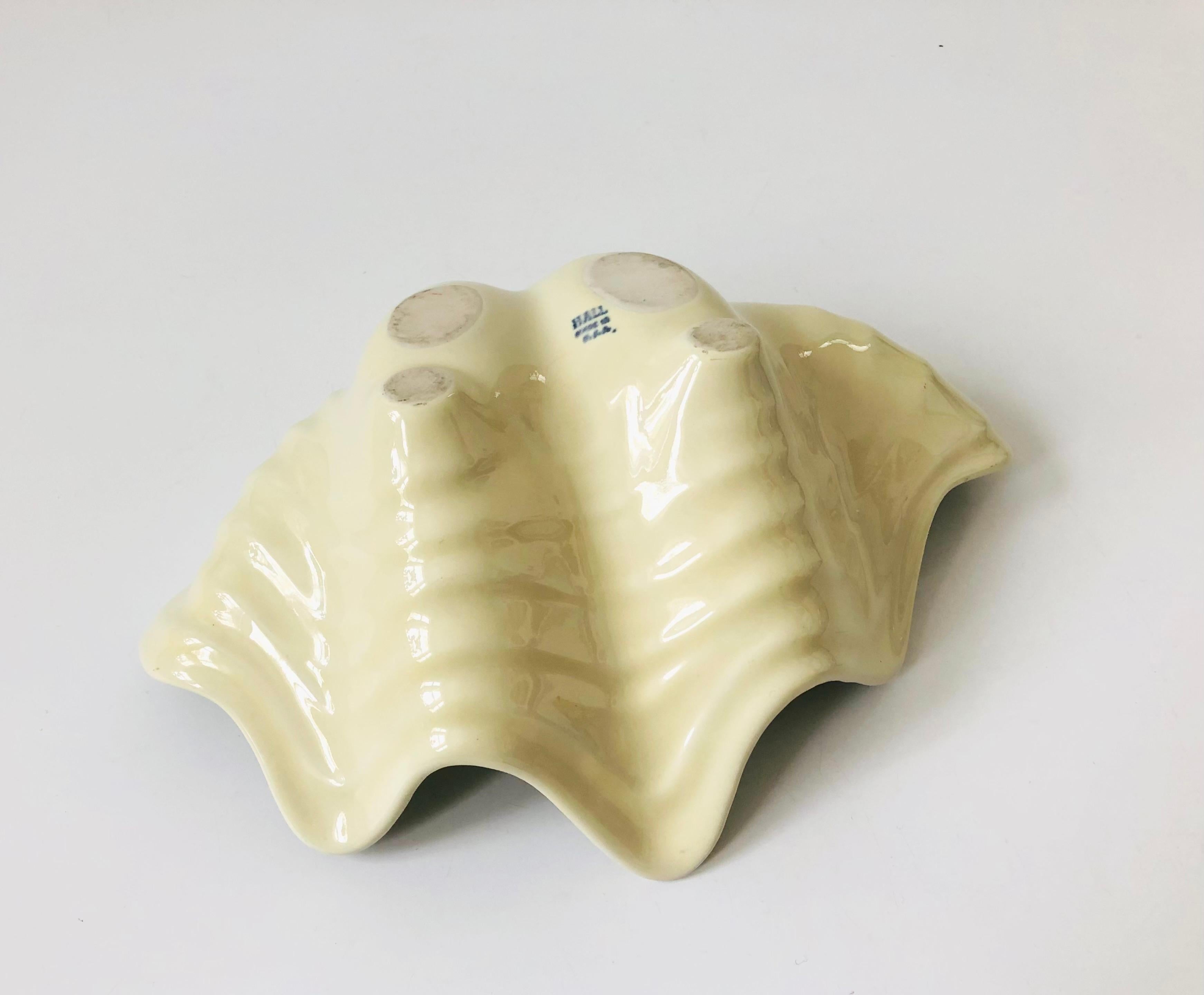 20th Century Large White Ceramic Clam Shell Bowl by Hall China