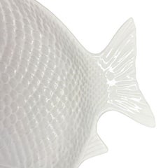 Large White Ceramic Fish Serving Platters - A Pair Olfaire Portugal