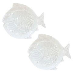 Grandes Platos de Cerámica Blanca para Servir Peces - Pareja Olfaire Portugal