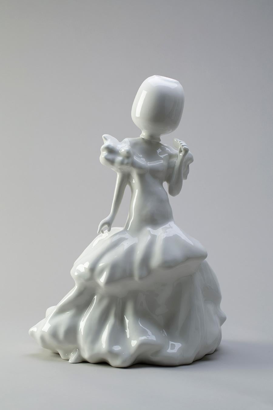 Art déco Grande sculpture en céramique blanche d'Andrea Salvatori, Italie, Contemporaine en vente