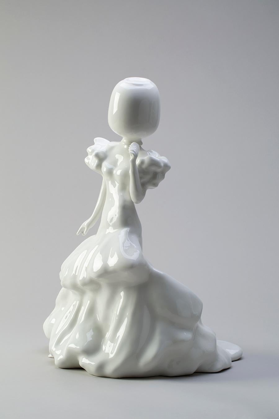 Vernissé Grande sculpture en céramique blanche d'Andrea Salvatori, Italie, Contemporaine en vente