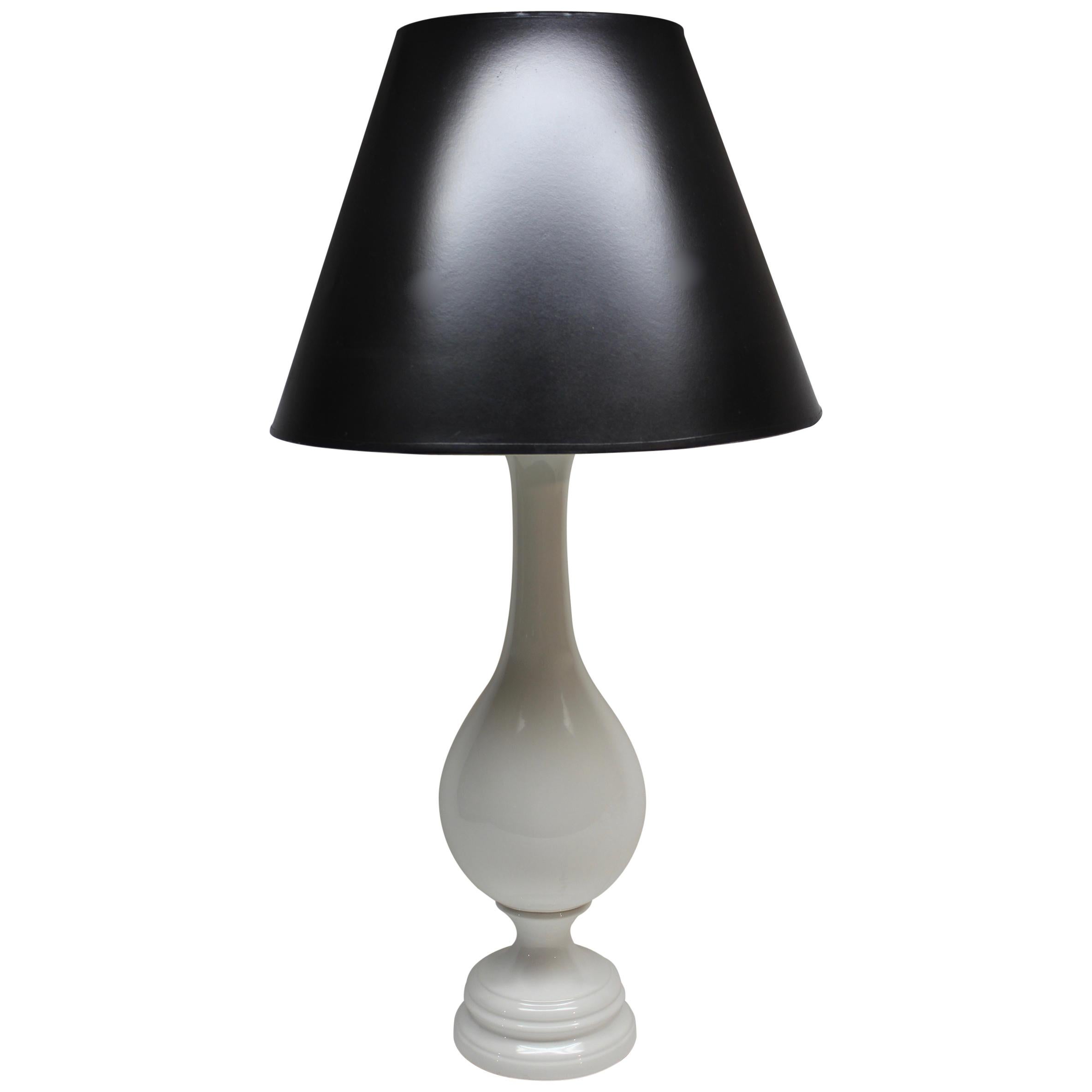 Large White Ceramic Table Lamp For Sale