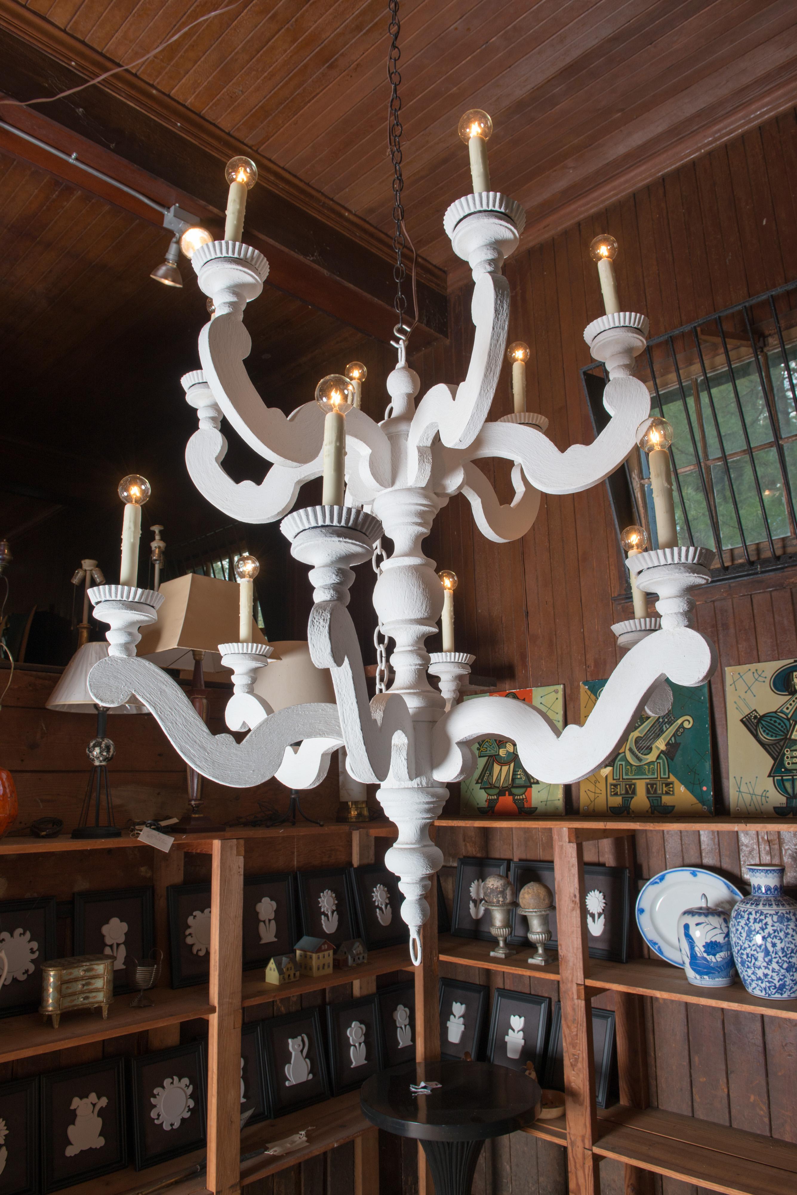 Late 20th Century Large White Chandelier