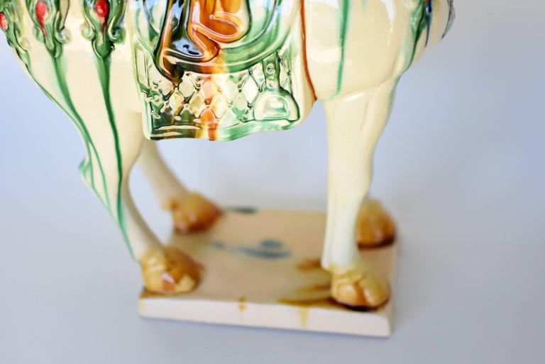 Large White Chinese Pottery Horse, with Red Jewels For Sale 8