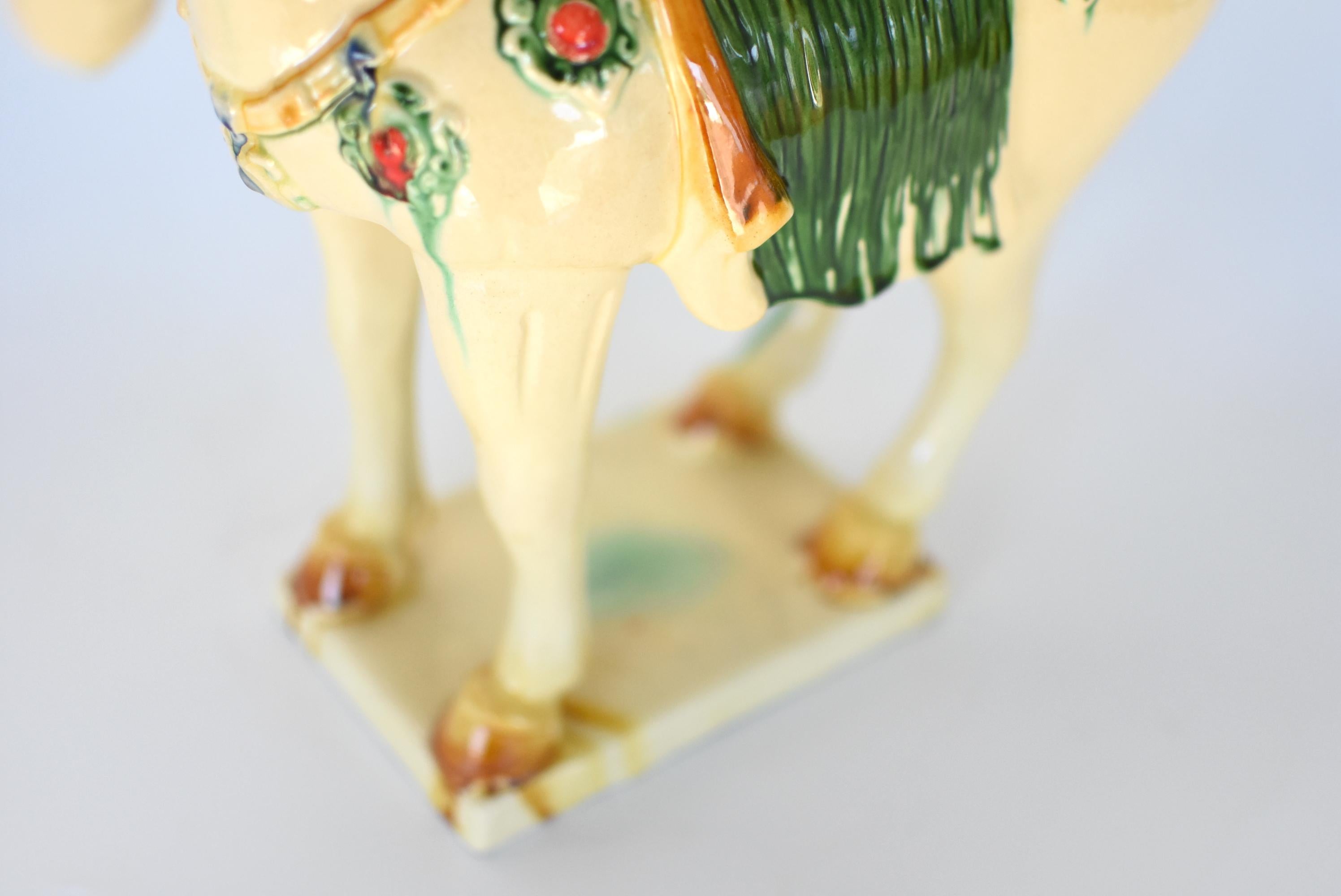 Large White Chinese Pottery Horse with Ruby Colored Studs 12