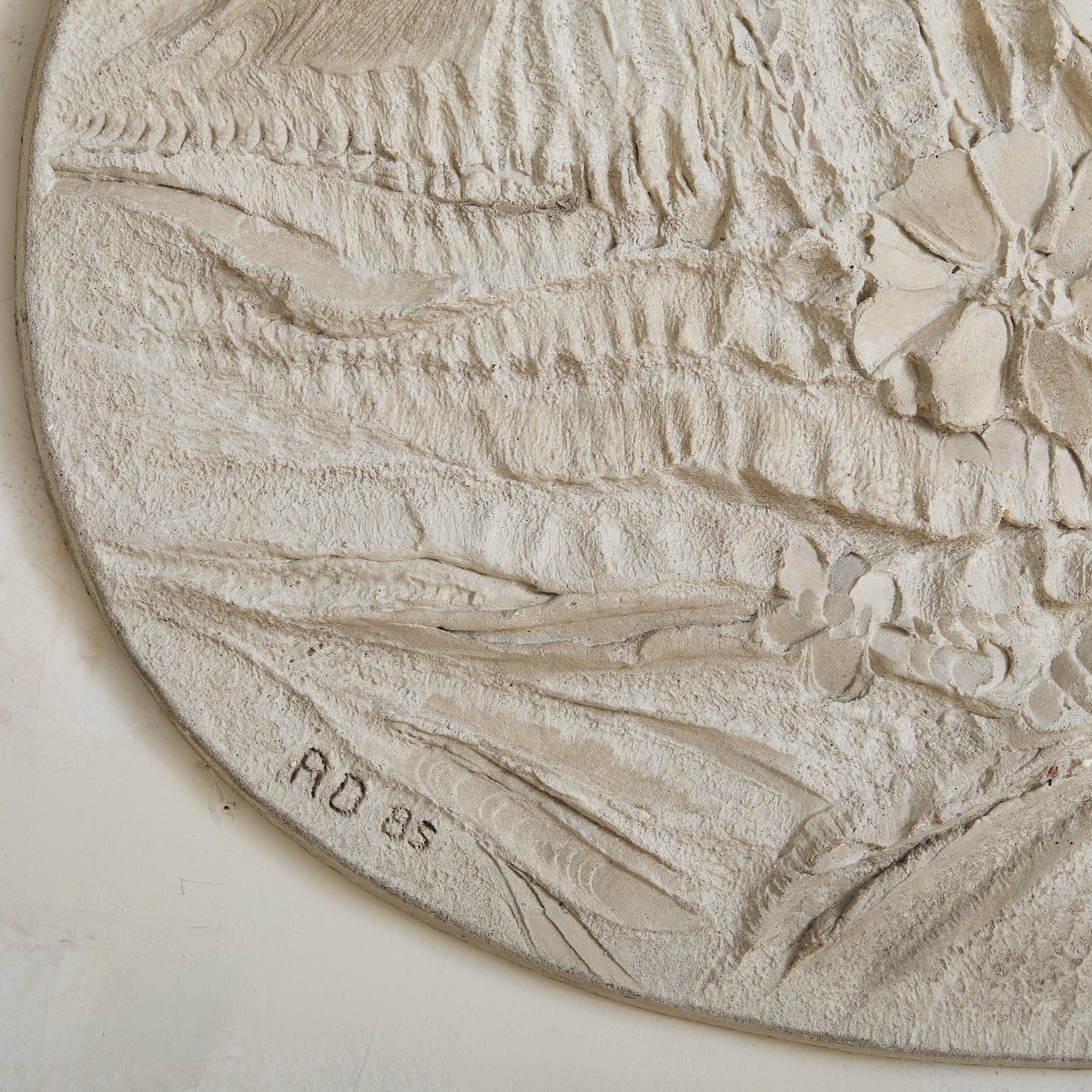 Mid-Century Modern Large White Concrete Wall Sculpture by Roger Desserprit, 1985 For Sale