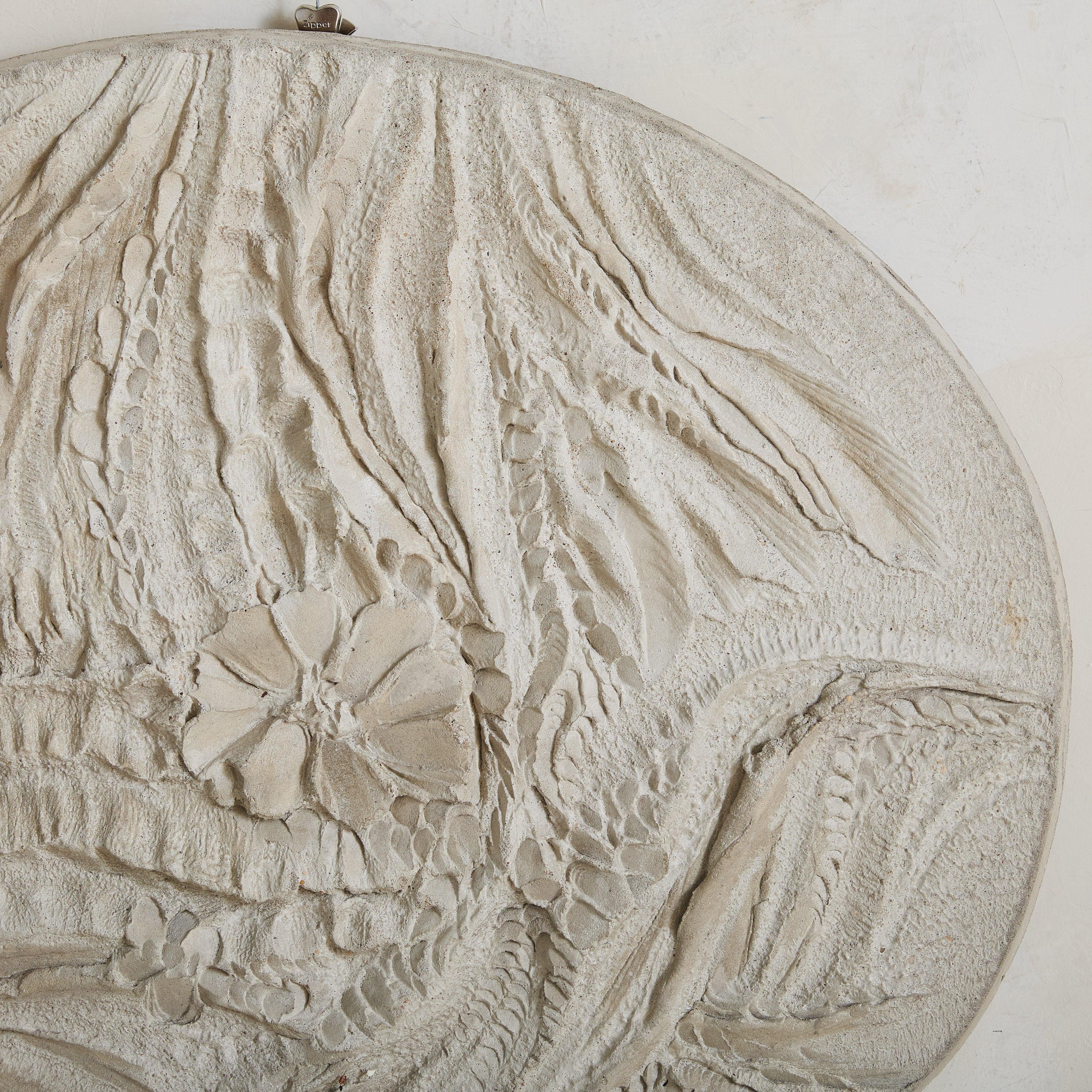 French Large White Concrete Wall Sculpture by Roger Desserprit, 1985 For Sale