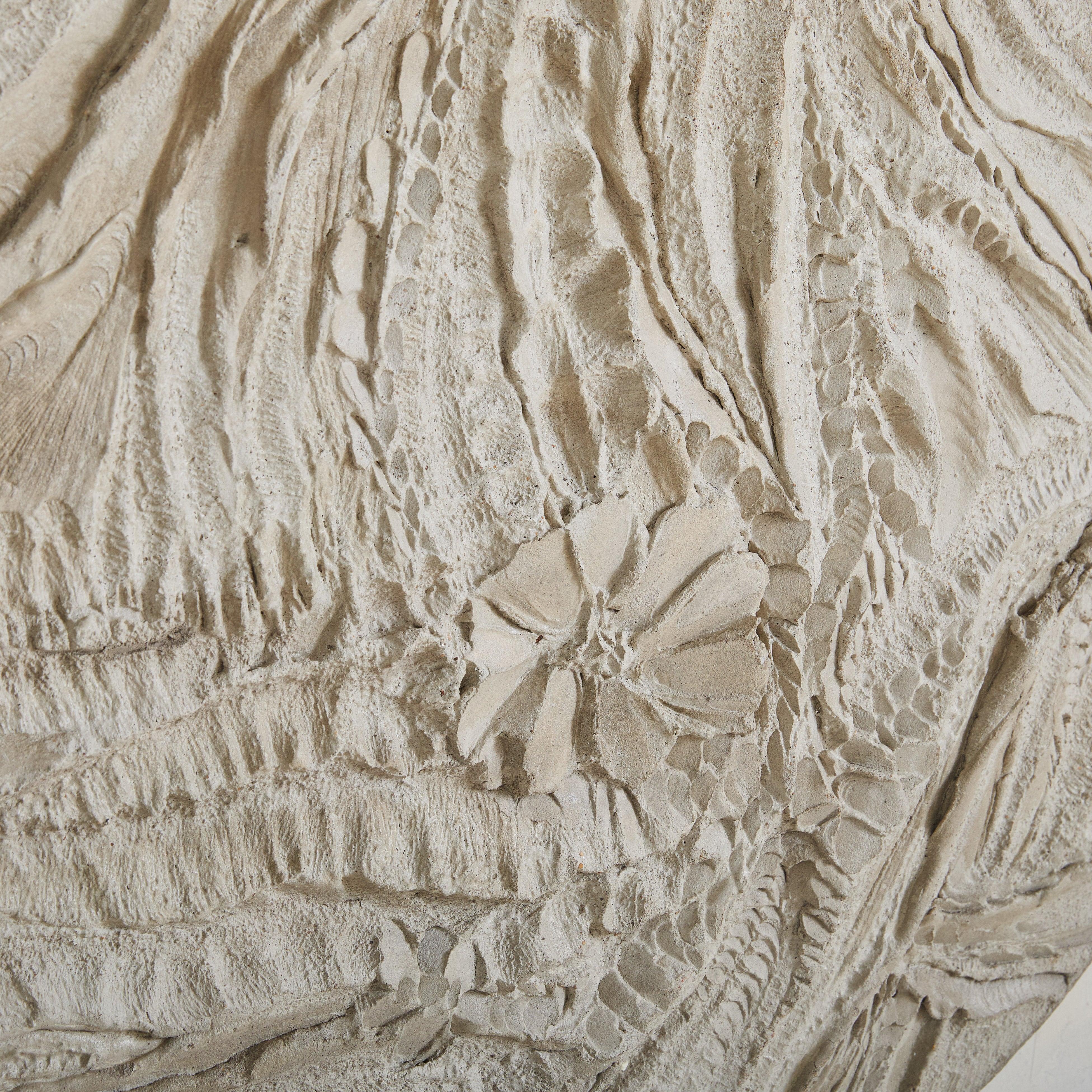 Late 20th Century Large White Concrete Wall Sculpture by Roger Desserprit, 1985 For Sale