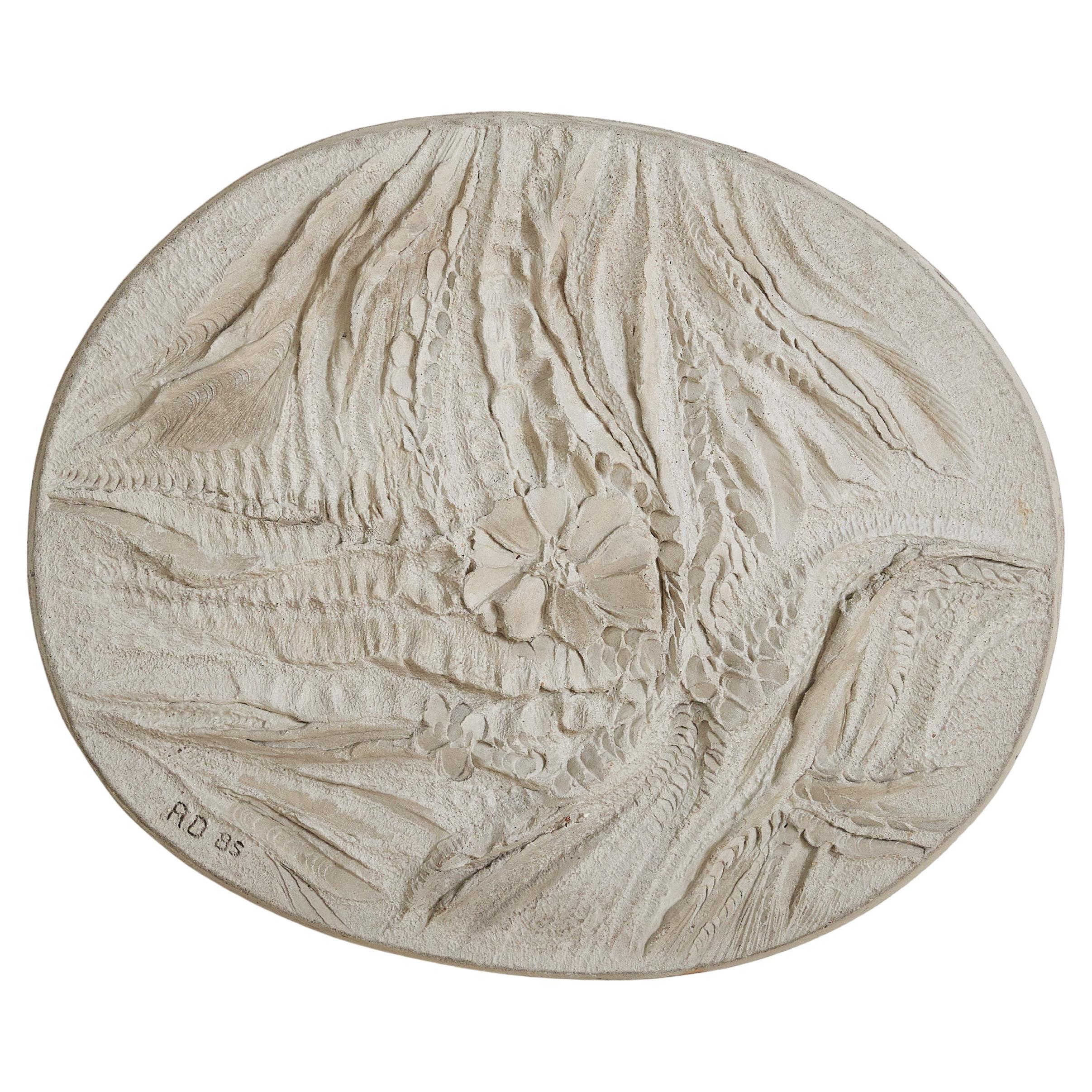 Large White Concrete Wall Sculpture by Roger Desserprit, 1985