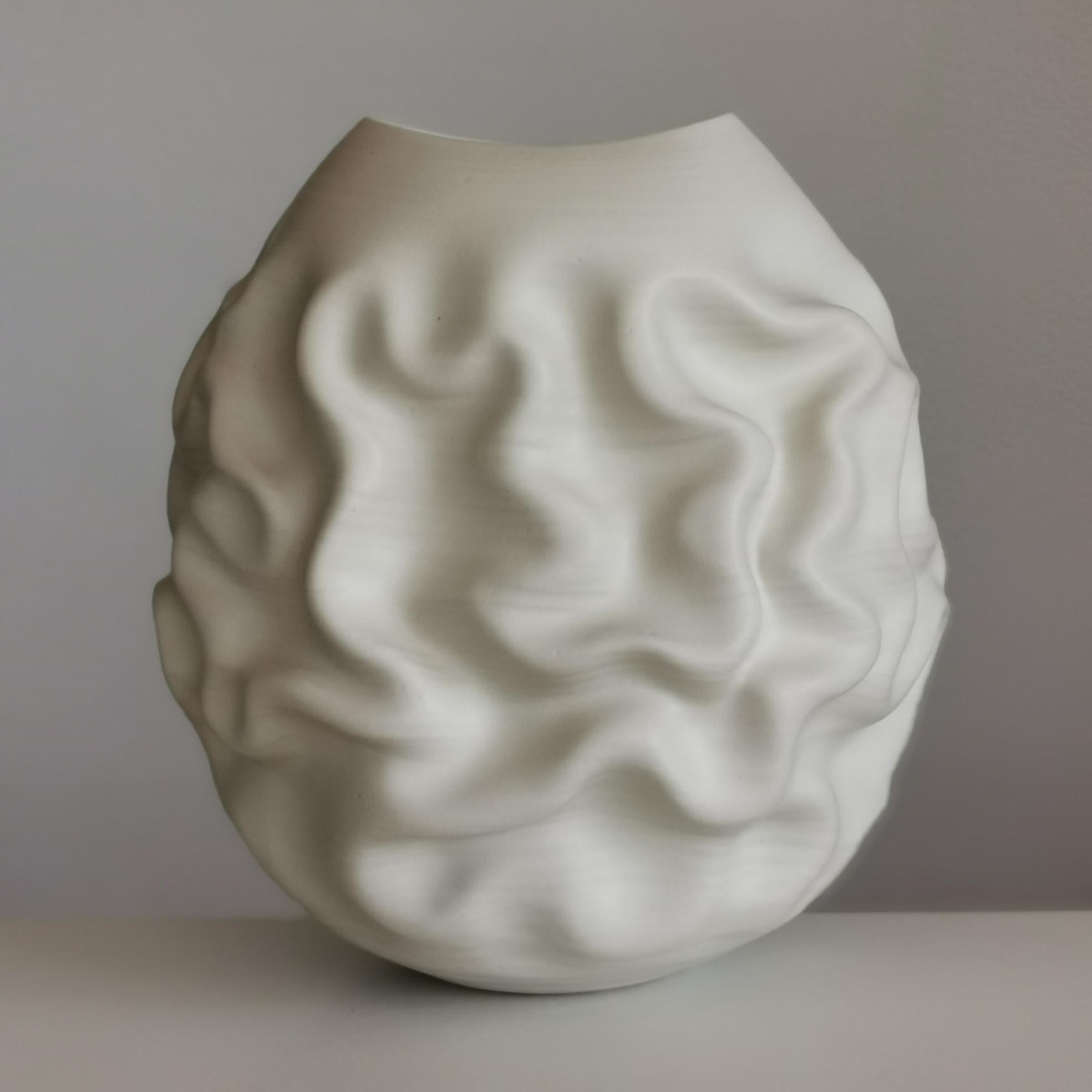 Contemporary Large White Dehydrated Form No 33, Ceramic Vessel by Nicholas Arroyave-Portela