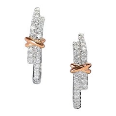 Großer weißer Diamant-Ohrring mit Schleife aus Roségold:: 14 Karat Gold