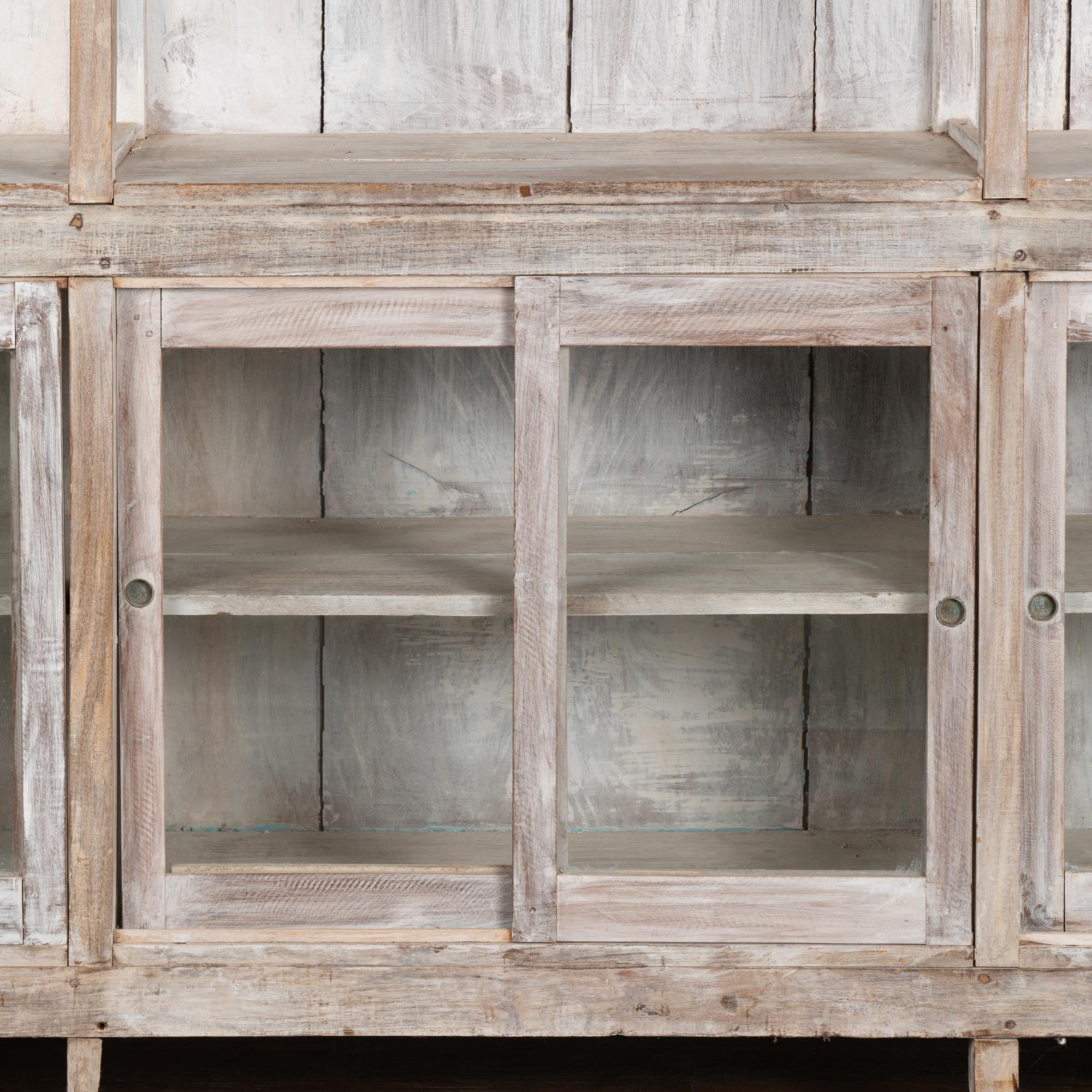 Large White Display Cabinet Bookcase With Lower Glass Doors, Romania circa 1960 For Sale 3