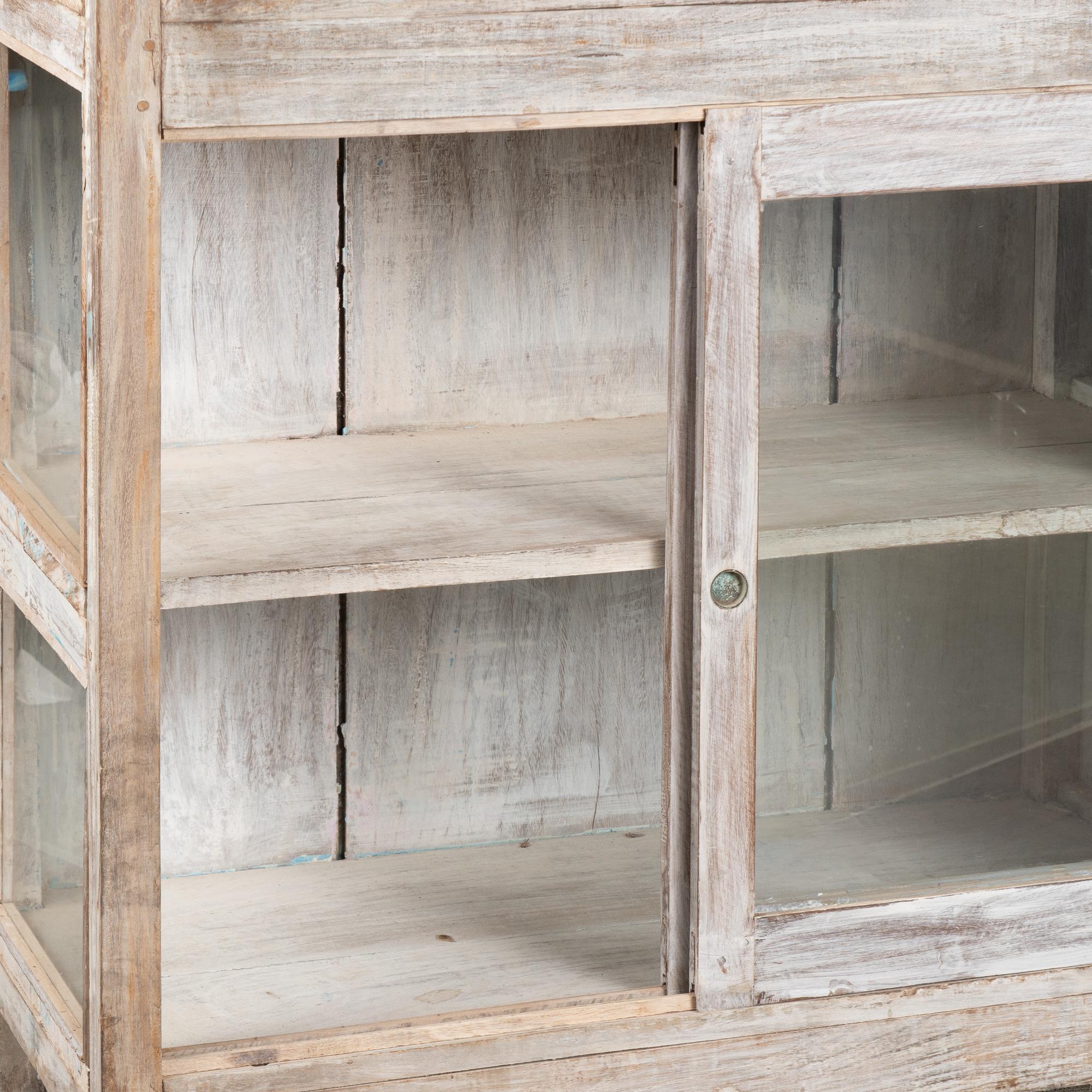 20th Century Large White Display Cabinet Bookcase With Lower Glass Doors, Romania circa 1960 For Sale