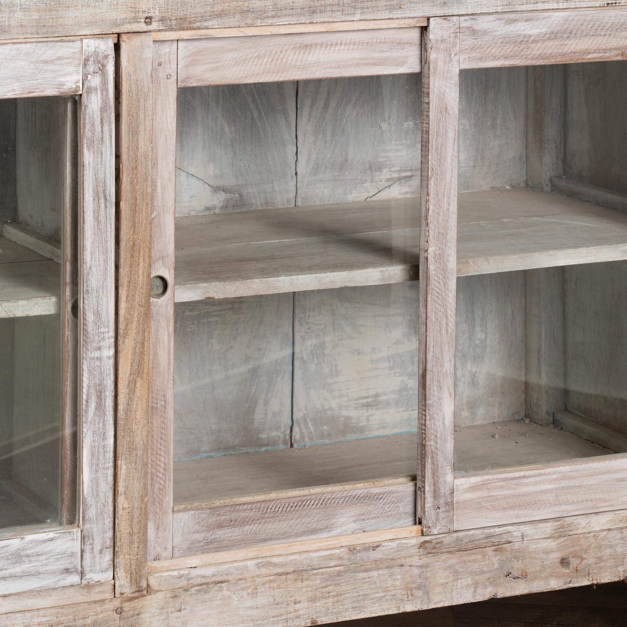 Large White Display Cabinet Bookcase With Lower Glass Doors, Romania circa 1960 For Sale 2