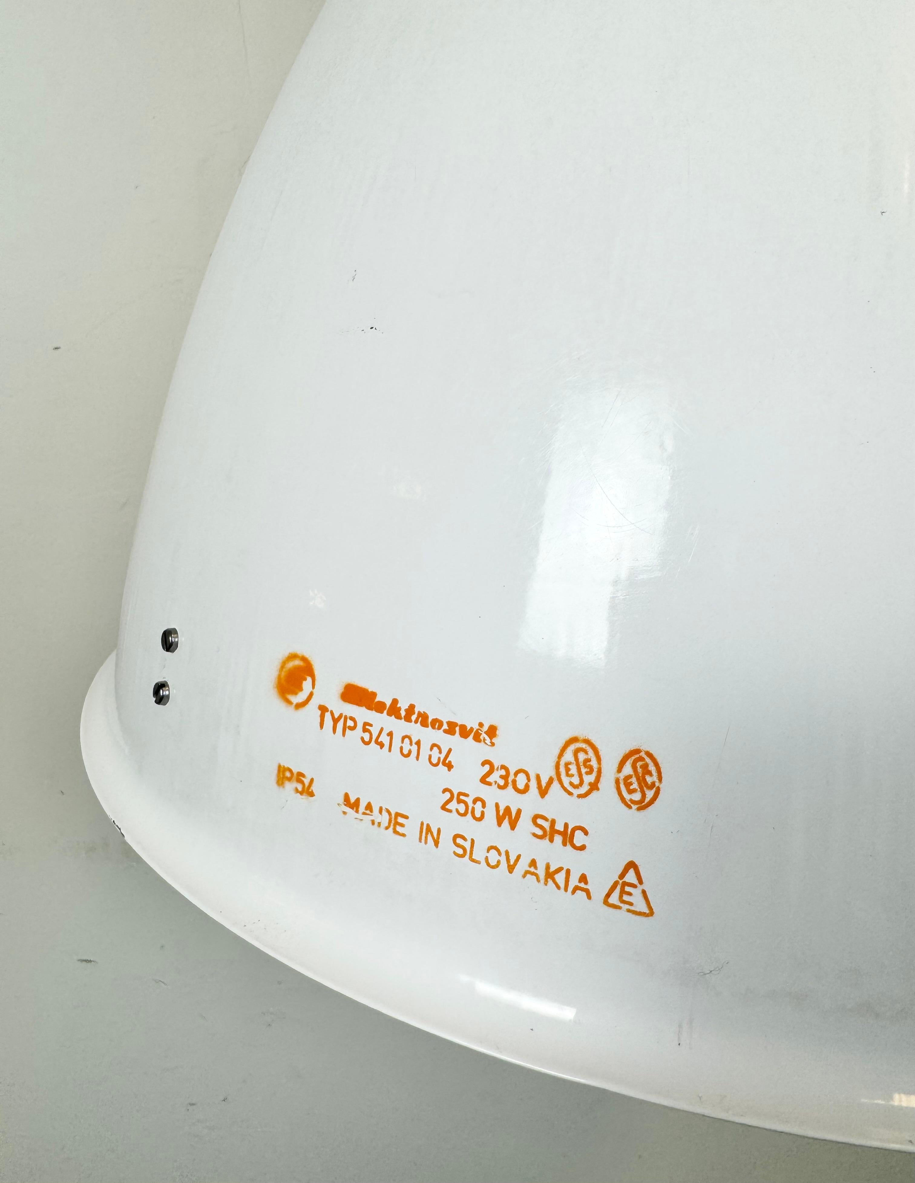 Large White Enamel Industrial Factory Lamp from Elektrosvit, 1990s For Sale 4