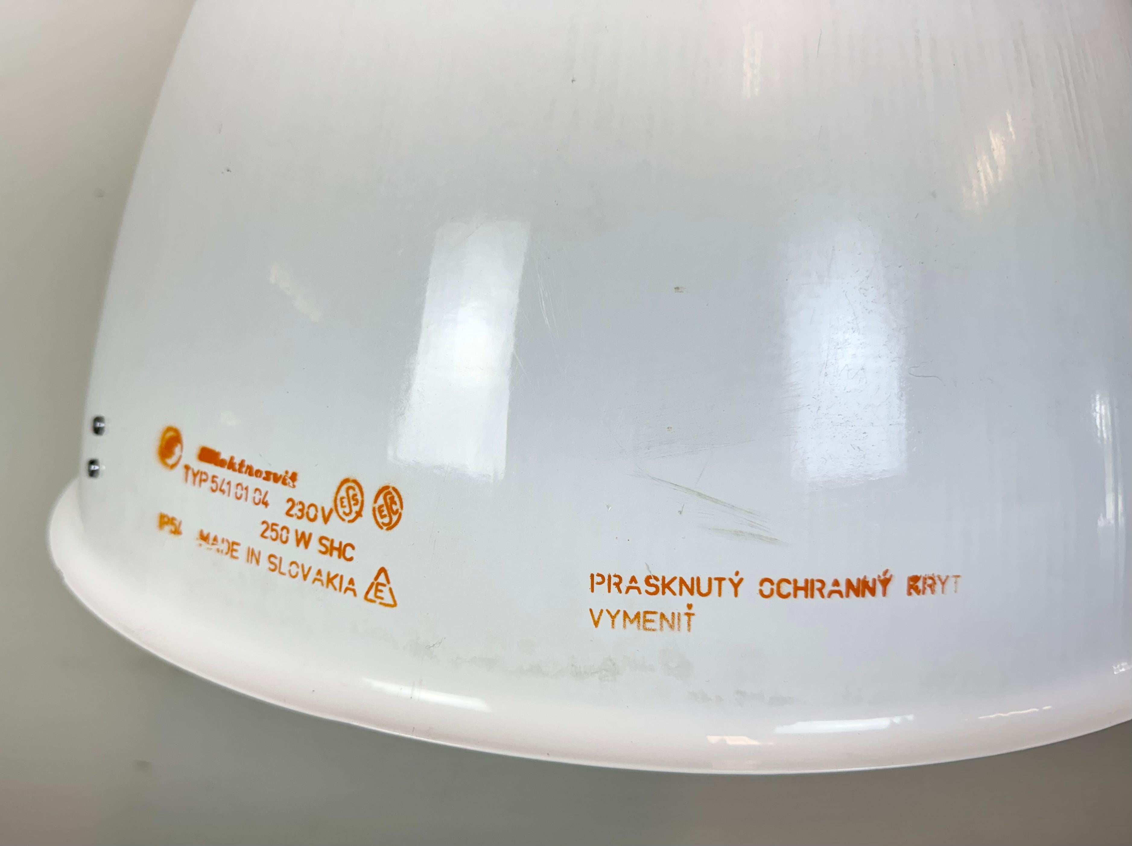 Aluminum Large White Enamel Industrial Factory Lamp from Elektrosvit, 1990s For Sale