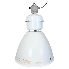 Large White Enamel Industrial Factory Lamp from Elektrosvit, 1990s