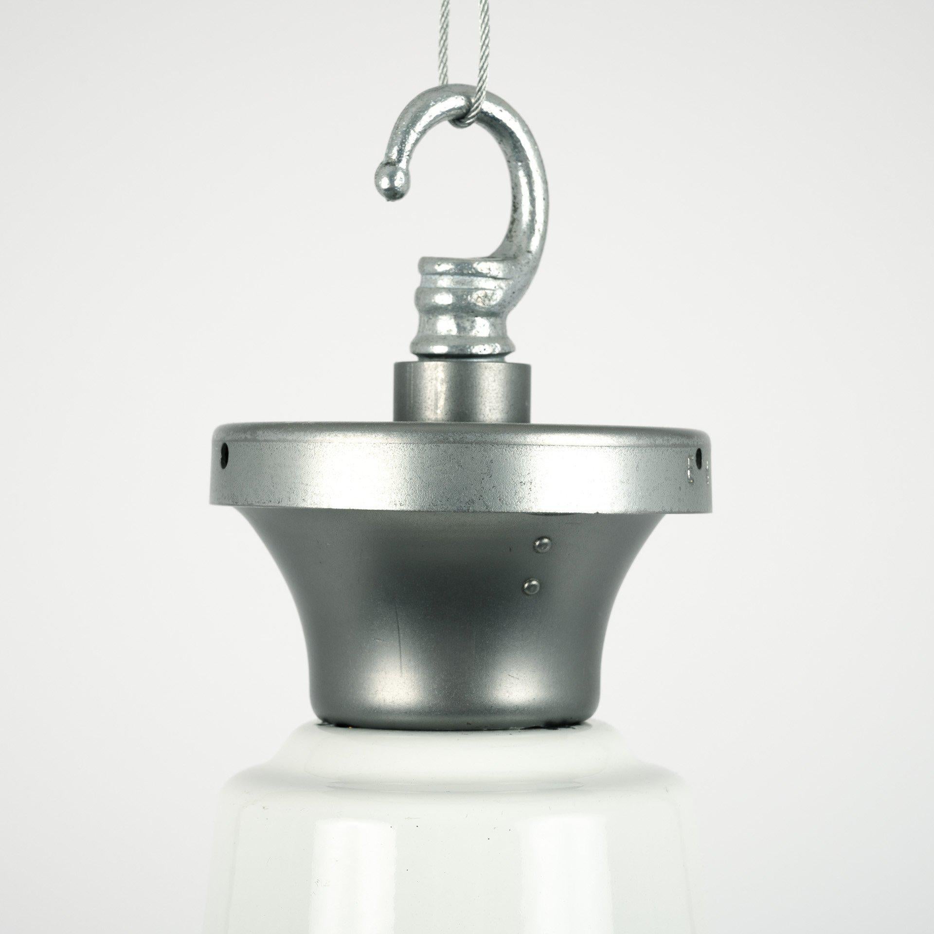Mid-20th Century Large White Enamel Industrial Pendant with Vented Neck by Benjamin Electric