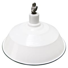 Large White Enamel Vintage Industrial Factory Pendant Light by Benjamin, USA