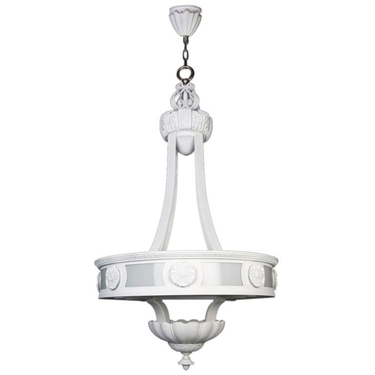 Large white enameled chandelier