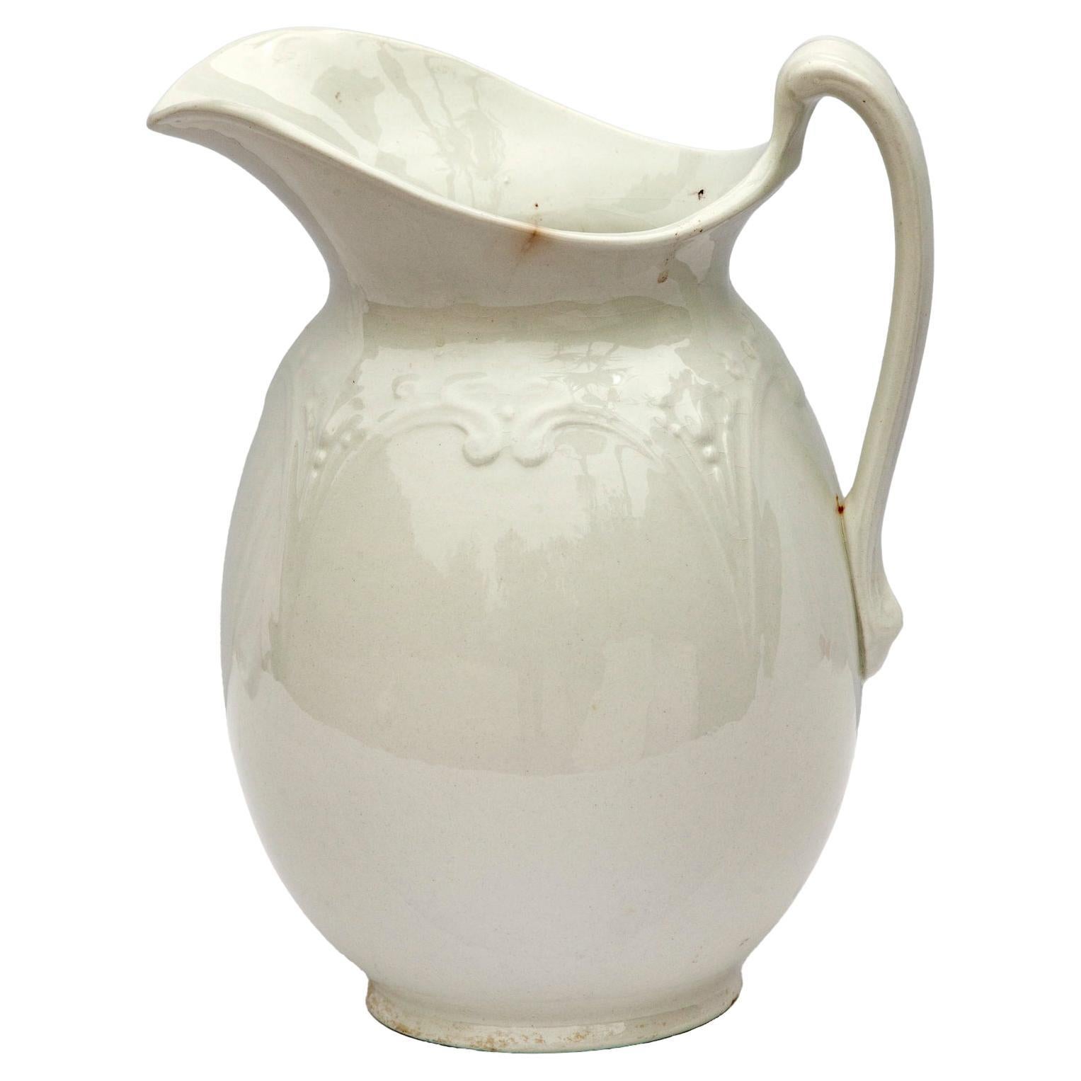 Large White English Ironstone White Pitcher