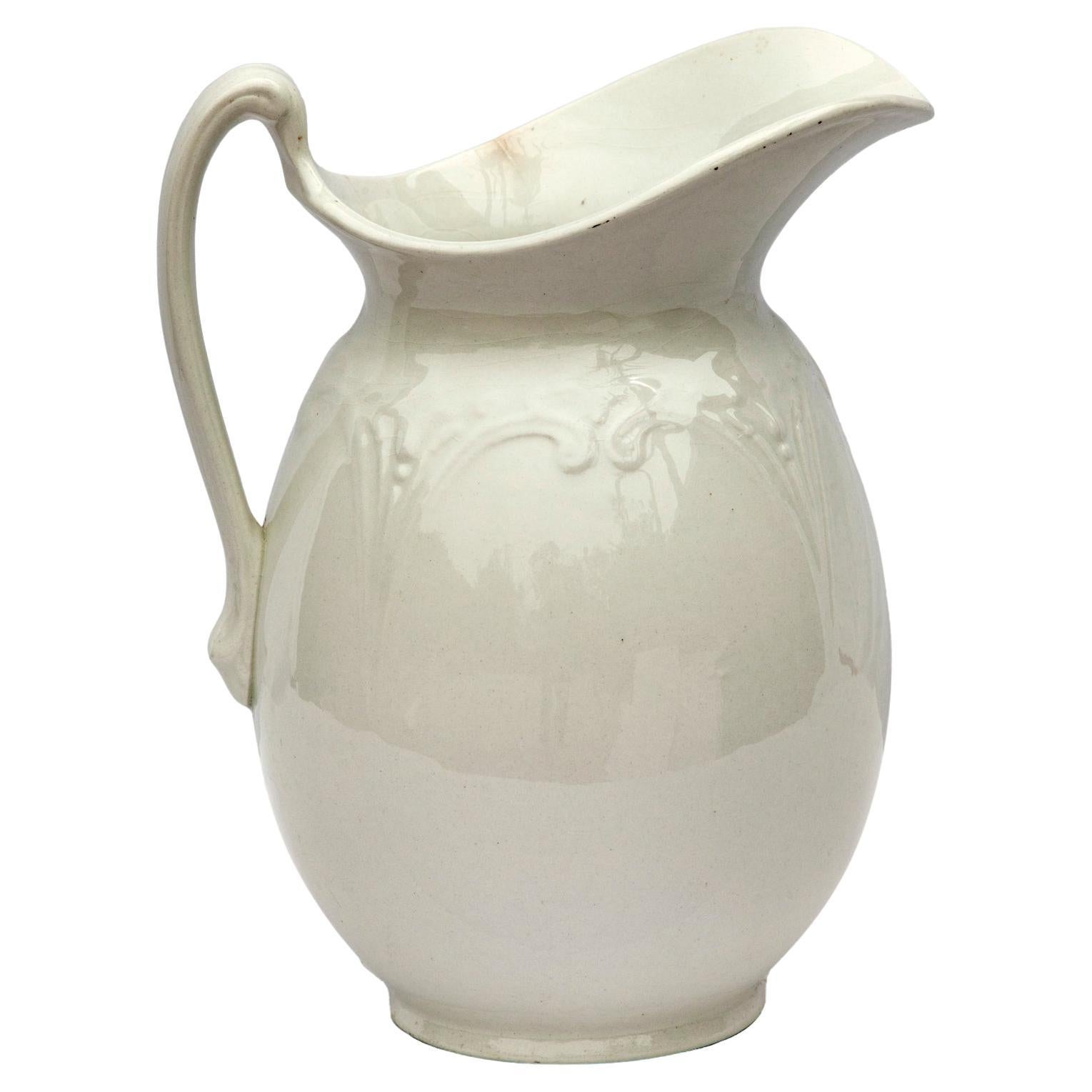 Large White English Ironstone White Pitcher