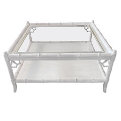 Large White Faux Bamboo Coffee Table by Thomasville