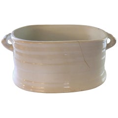 Large White French Porcelain Champagne Cooler/Ice Bucket/Planter with Handles