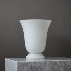 Large White Frosted 'Torchiere' Glass Table Lamp, CVV VIANNE, France, 1970s
