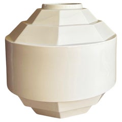 Large white geometric Art Deco vase by Charles Catteau for Boch Frères