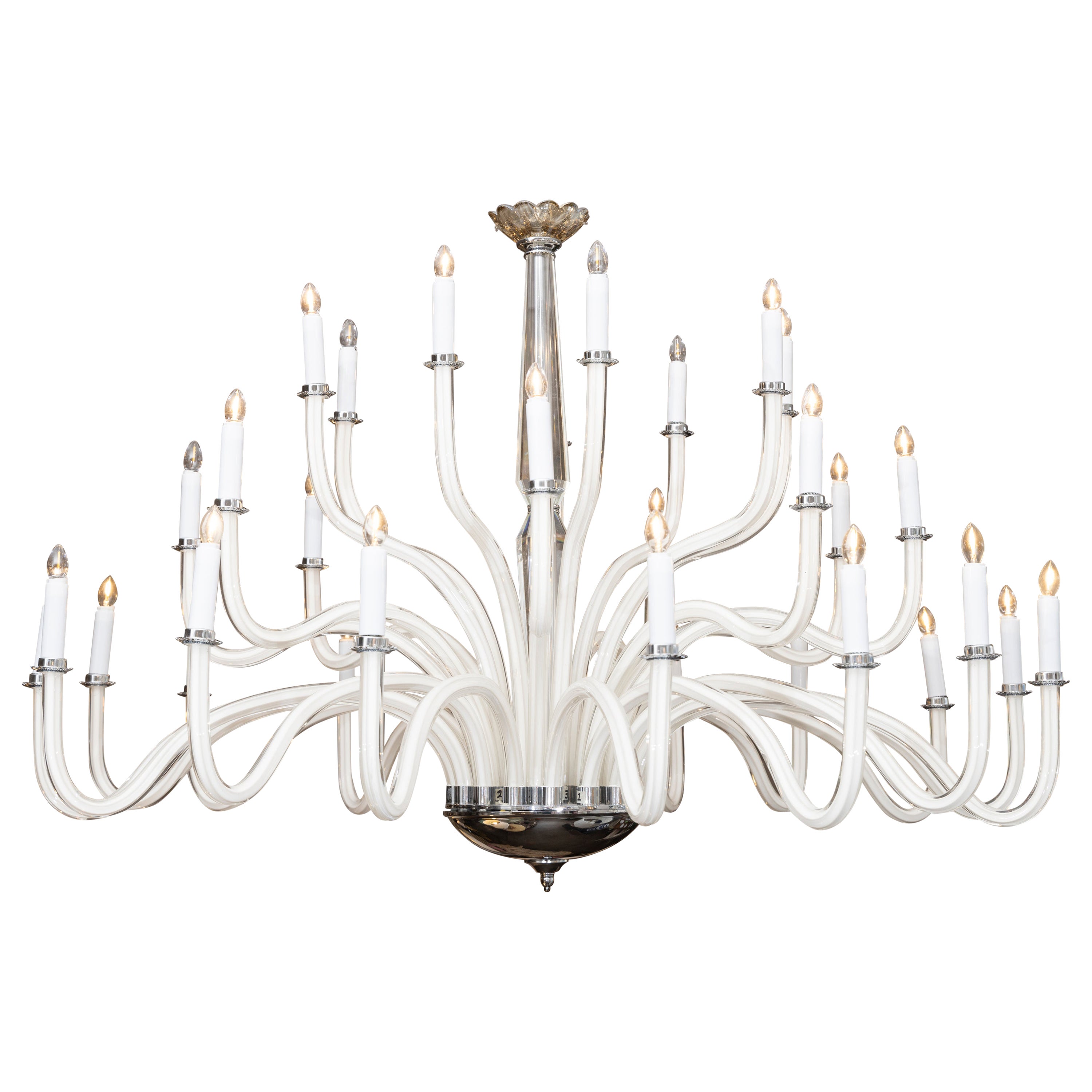 Large White Glass 32-Light Chandelier