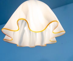 Large White Glass Pendant Light by Kalmar Fazzoletto, 1970s