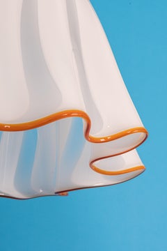 Large White Glass Pendant light by Kalmar-Fazzoletto, Austria, 1970s