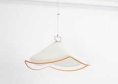 Große Pendelleuchte aus weißem Glas von Kalmar-Fazzoletto, Österreich, 1970er Jahre