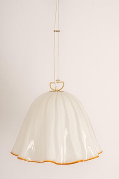 Large White Glass Pendant light by Kalmar-Fazzoletto, Austria, 1970s