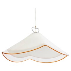 Grande lampada a sospensione in vetro bianco di Kalmar-Fazzoletto, Austria, anni '70